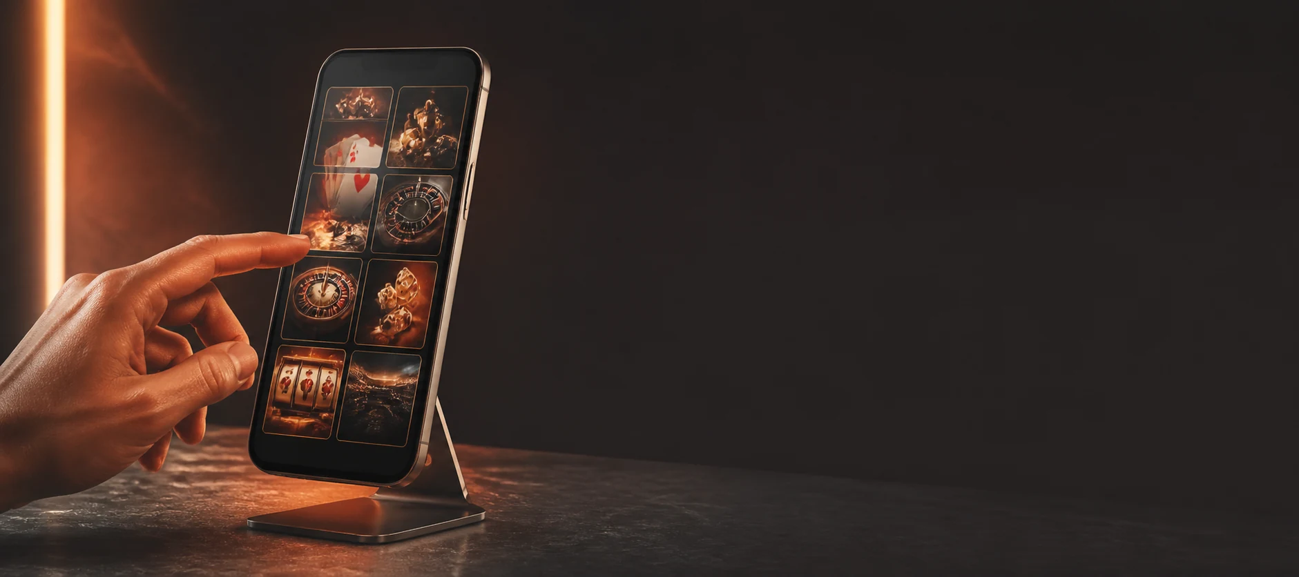 Smartphone mit mobiler Casino-Oberfläche